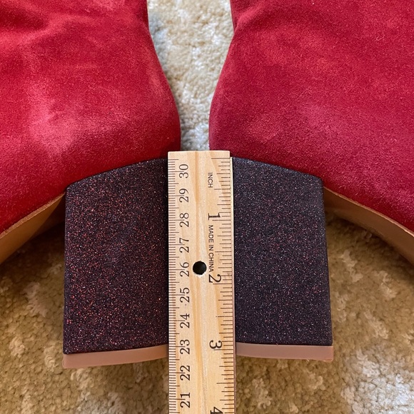 NEW Sessun red suede booties with sparkly heel - Picture 3 of 8